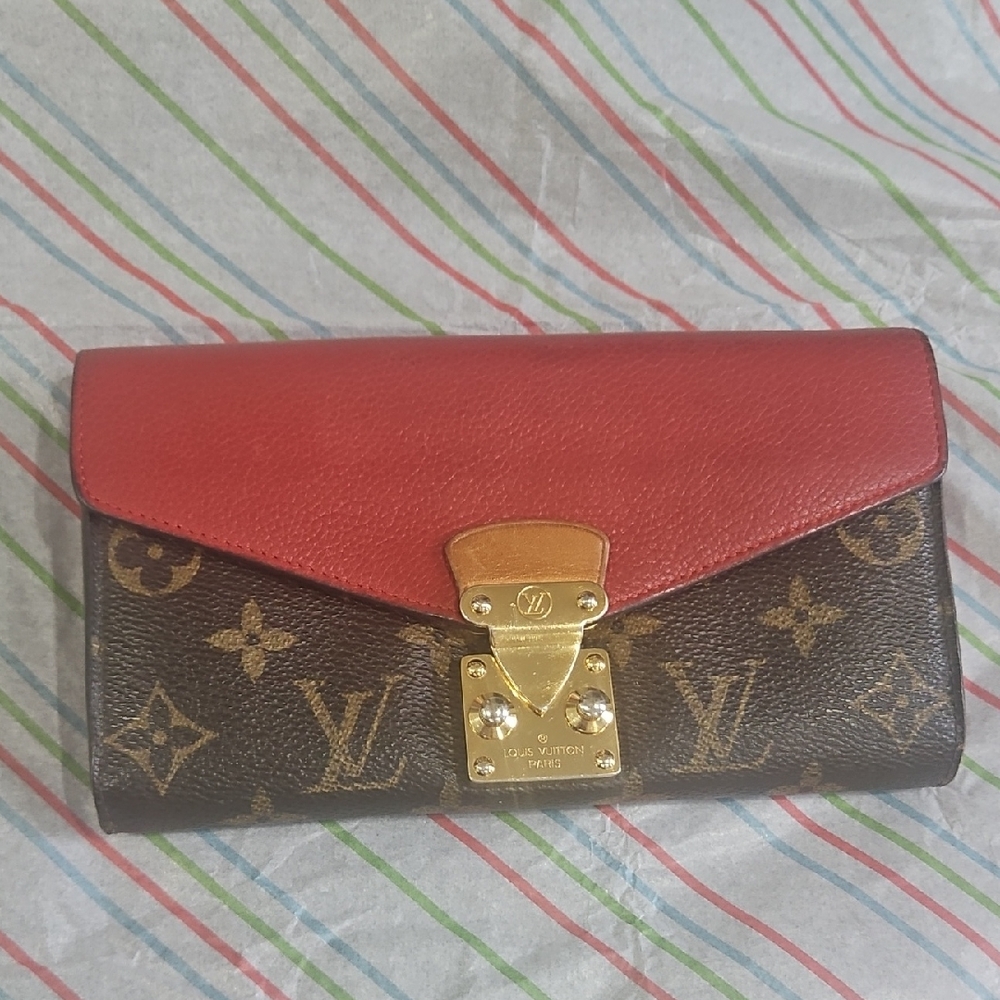 Louis Vuitton Red and Brown Monogram Wallet